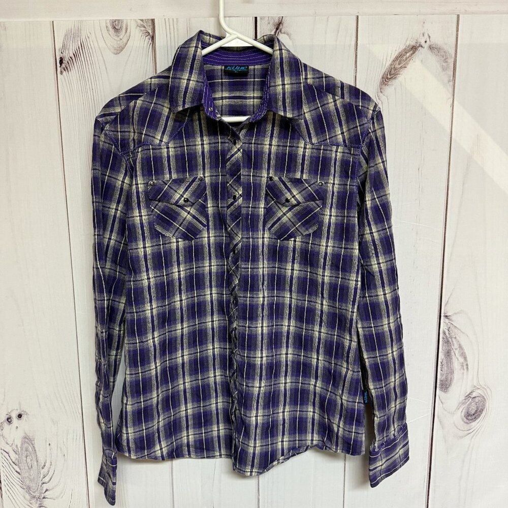 KÜHL Women’s Snap Shirt XL Purple Plaid Long Sleeve EUC - Picture 1 of 11